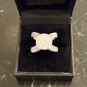 Silver white color stone ring